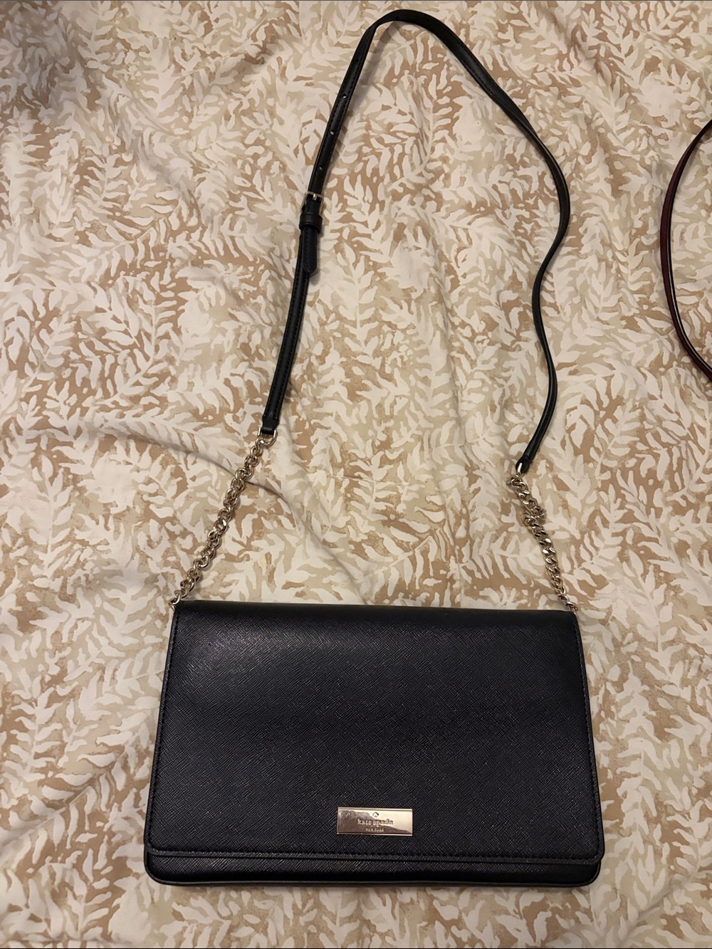 NEW Kate spade Black Leather Crossbody with Gold Chain